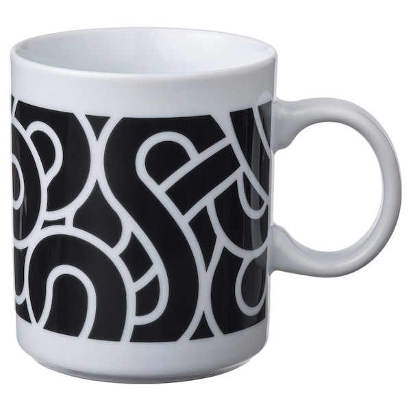 IKEA SÖTRÖNN mug, patterned white/black, 11 oz , IKEA Sale | 19247ORPL