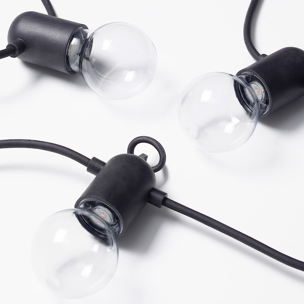 IKEA SVARTRÅ LED string light with 12 lights, black/outdoor , IKEA Sale | 31572JNWE