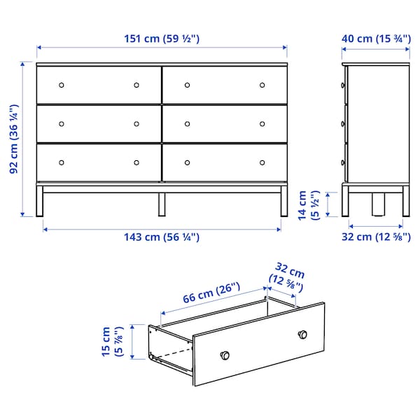 IKEA TARVA 6-drawer chest, pine, 59 1/2x36 1/4 in , IKEA Sale | 48036QVCO