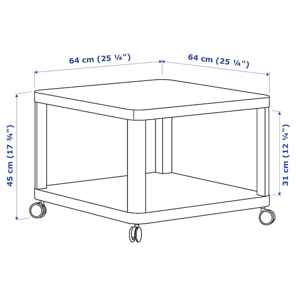 IKEA TINGBY Side table on casters, white, 25  1/4x25  1/4 in , IKEA Sale | 35682NPMC