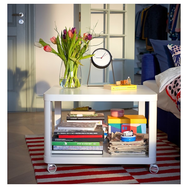 IKEA TINGBY Side table on casters, white, 25  1/4x25  1/4 in , IKEA Sale | 35682NPMC