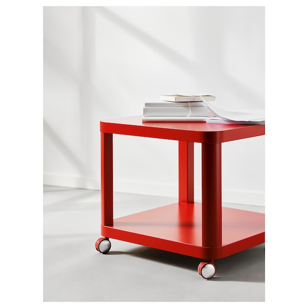 IKEA TINGBY side table on casters, red, 19 5/8x19 5/8 in , IKEA Sale | 70981UBEL