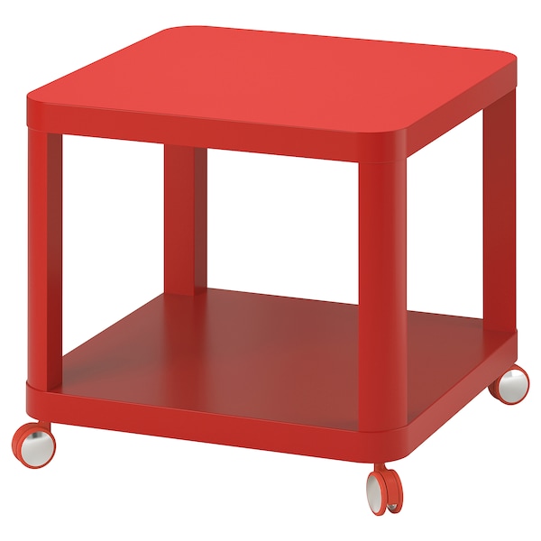 IKEA TINGBY side table on casters, red, 19 5/8x19 5/8 in , IKEA Sale | 70981UBEL