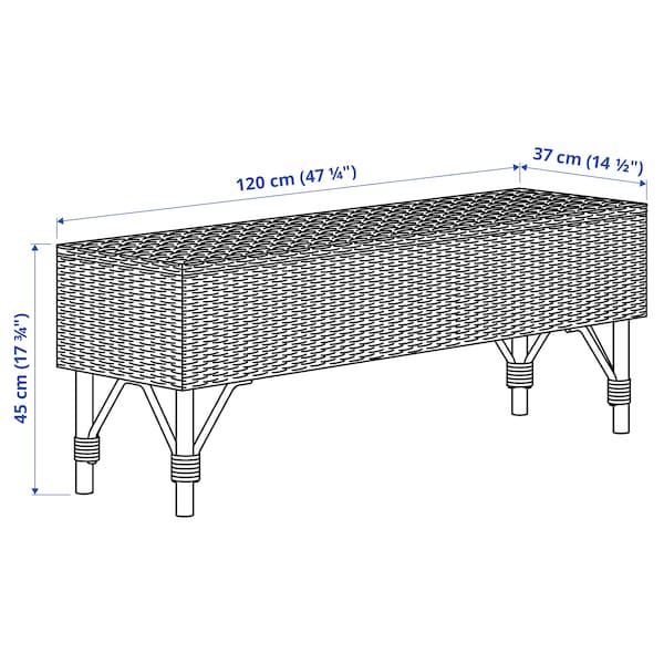 IKEA TOLKNING bench with storage, handmade rattan, 47 ¼ in , IKEA Sale | 09475OLWF