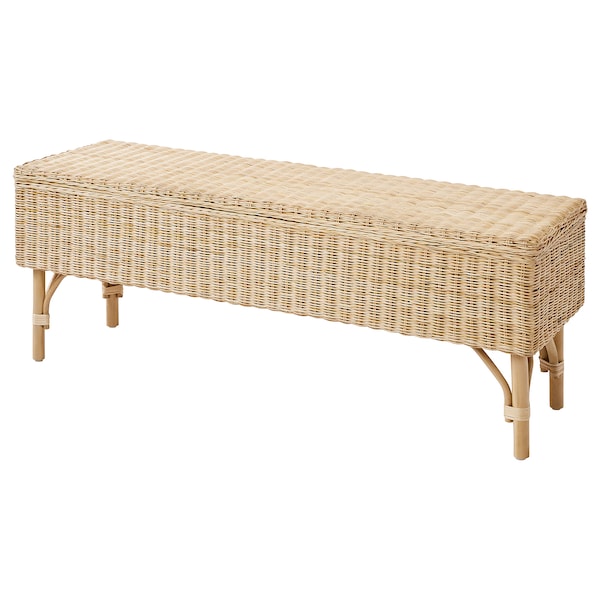 IKEA TOLKNING bench with storage, handmade rattan, 47 ¼ in , IKEA Sale | 09475OLWF