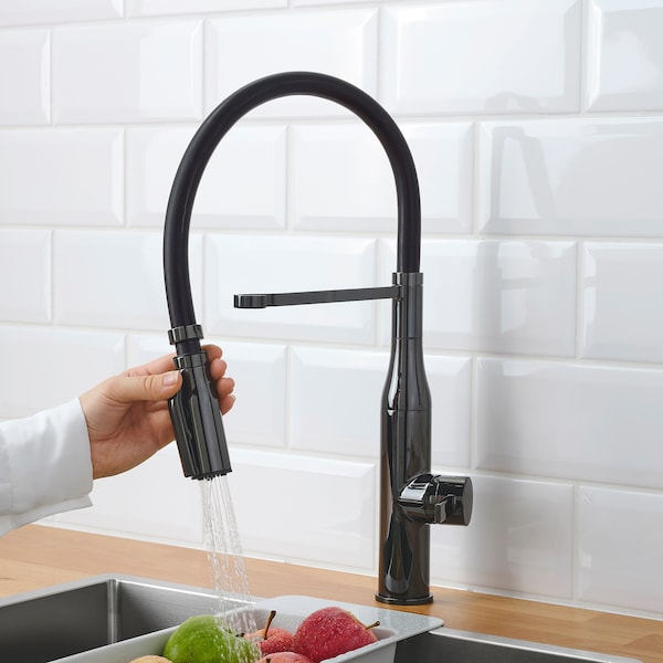 IKEA TOLLSJÖN kitchen faucet with handspray, black polished metal , IKEA Sale | 72058XWDP