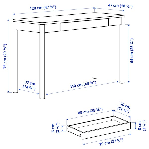 IKEA TONSTAD desk, off-white, 47 1/4x18 1/2 in , IKEA Sale | 57192AGWT