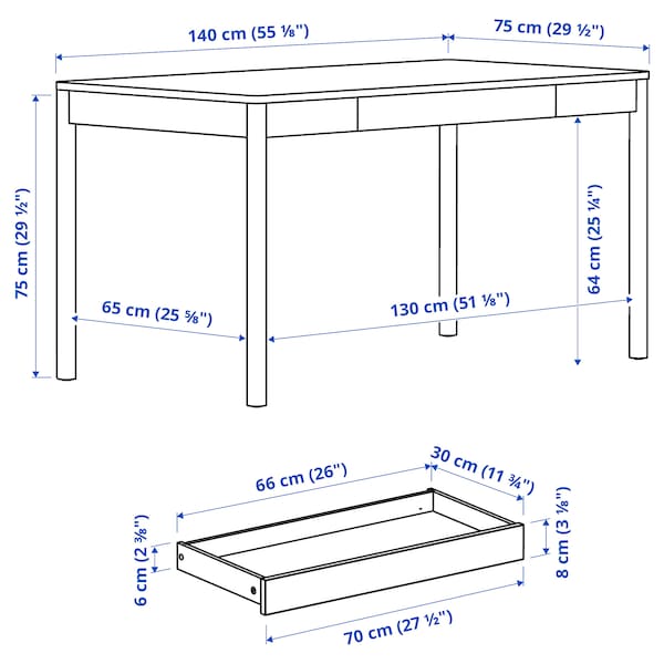 IKEA TONSTAD desk, off-white, 55 1/8x29 1/2 in , IKEA Sale | 61340MVHB