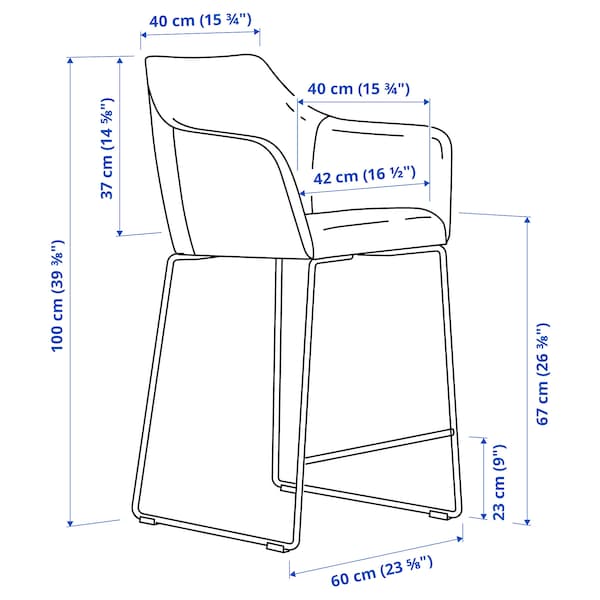 IKEA TOSSBERG bar stool with backrest, metal black/Gunnared dark gray , IKEA Sale | 50182XUDH