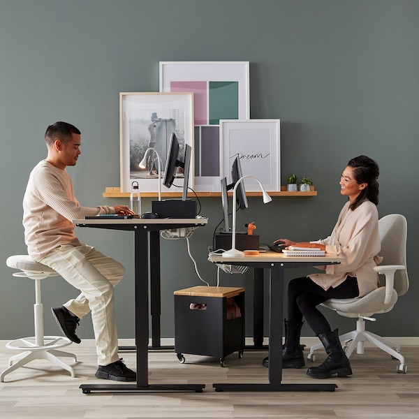 IKEA TROTTEN desk sit/stand, beige/anthracite, 47 1/4x27 1/2 in , IKEA Sale | 56238BTUH