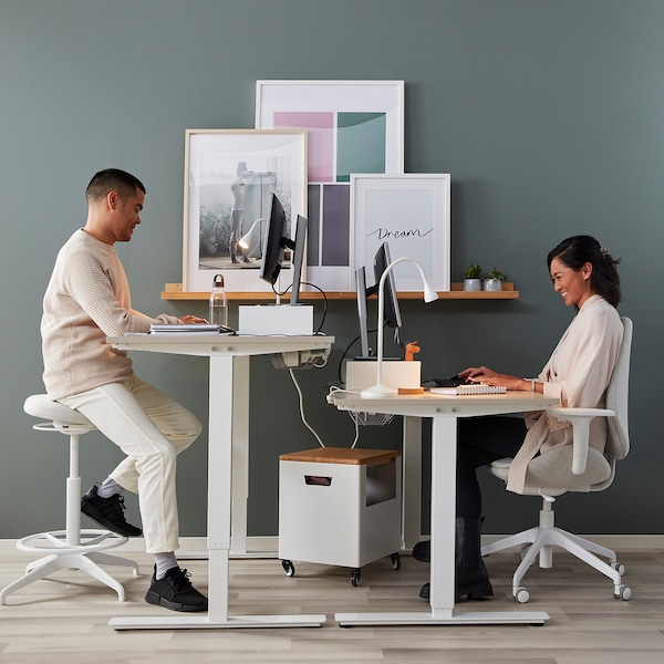 IKEA TROTTEN desk sit/stand, beige/white, 47 1/4x27 1/2 in , IKEA Sale | 25084PQOG