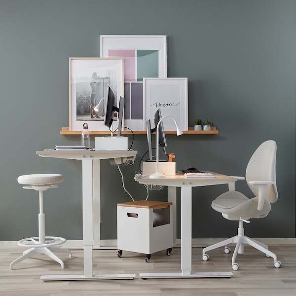 IKEA TROTTEN desk sit/stand, beige/white, 47 1/4x27 1/2 in , IKEA Sale | 25084PQOG