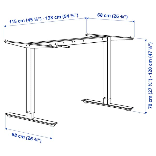 IKEA TROTTEN underframe sit/stand f table top, white, 47 1/4/63 in , IKEA Sale | 48390SFTD