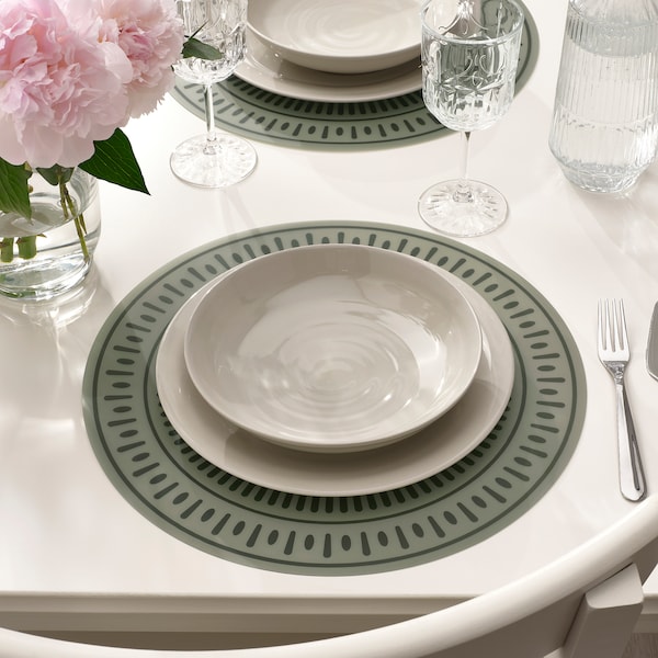 IKEA TUVIRIS place mat, gray-green/patterned plastic, 14 ½ in , IKEA Sale | 23190GJAW