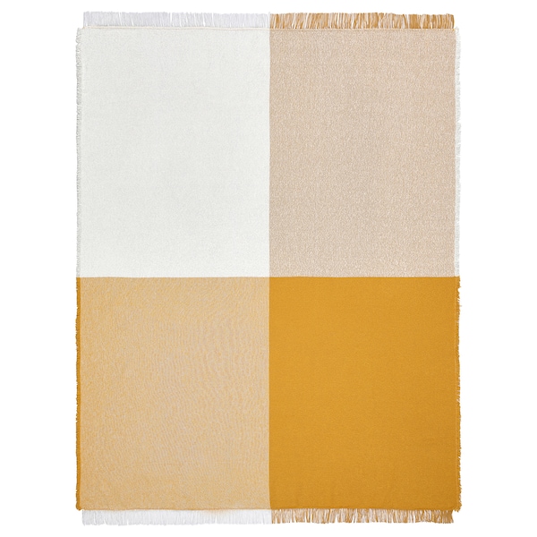 IKEA UGGLEFLY throw, dark yellow/off-white, 51x67 in , IKEA Sale | 08937HPCD