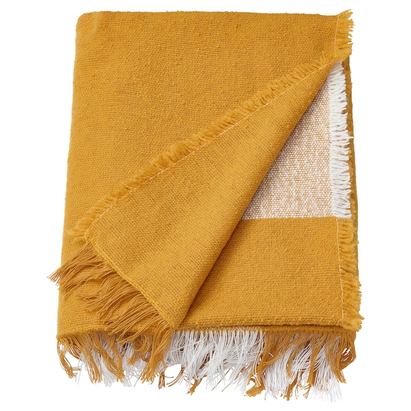 IKEA UGGLEFLY throw, dark yellow/off-white, 51x67 in , IKEA Sale | 08937HPCD