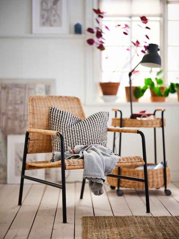 IKEA ULRIKSBERG armchair, rattan/anthracite , IKEA Sale | 21095VRGM