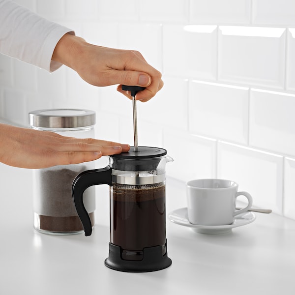 IKEA UPPHETTA French press coffee maker, glass, stainless steel, Height: 7 in Diameter: 3 in , IKEA Sale | 69257WTML