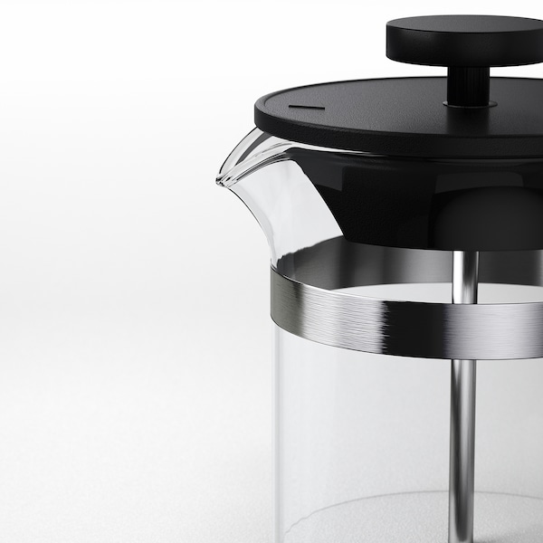 IKEA UPPHETTA French press coffee maker, glass, stainless steel, Height: 7 in Diameter: 3 in , IKEA Sale | 69257WTML