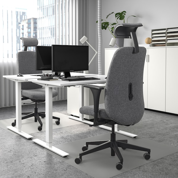 IKEA VALLFJÄLLET office chair with arm/headrest, Gunnared gray , IKEA Sale | 42975ABRY