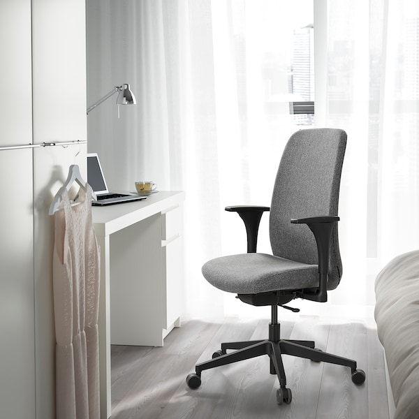 IKEA VALLFJÄLLET office chair with armrests, Gunnared gray , IKEA Sale | 38491MBZJ