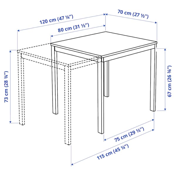 IKEA VANGSTA extendable table, white, 31 1/2/47 1/4x27 1/2 in , IKEA Sale | 73845PKQX