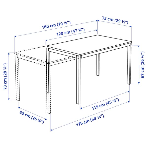 IKEA VANGSTA extendable table, white, 47 1/4/70 7/8x29 1/2 in , IKEA Sale | 74153OKPV