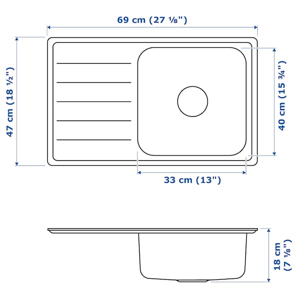 IKEA VATTUDALEN single bowl top mount sink, stainless steel, 27 1/8x18 1/2 in , IKEA Sale | 14972SNOU