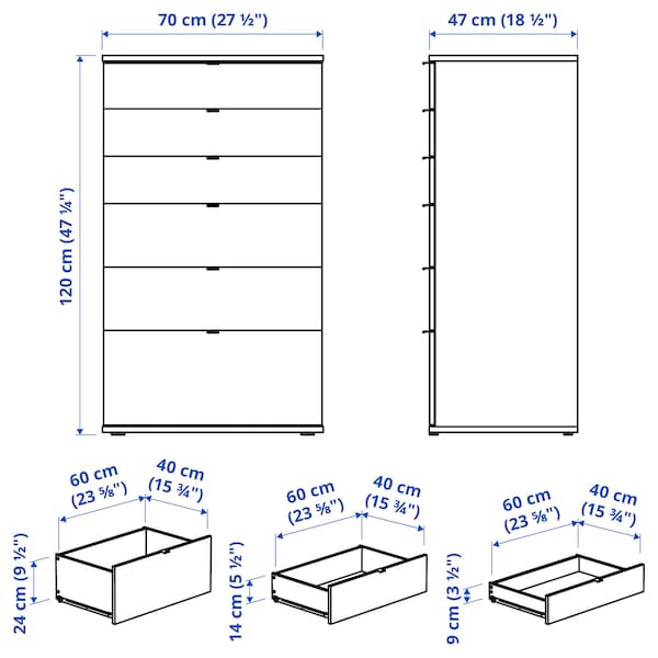 IKEA VIHALS 6-drawer dresser, white/anchor/unlock function, 27 1/2x18 1/2x47 1/4 in , IKEA Sale | 04735VXJR