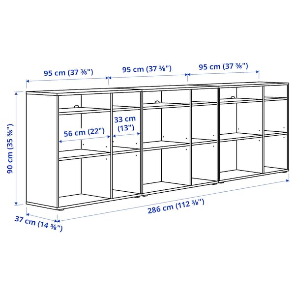 IKEA VIHALS shelving combination, dark gray, 112 5/8x14 5/8x35 3/8 in , IKEA Sale | 38759UIGN