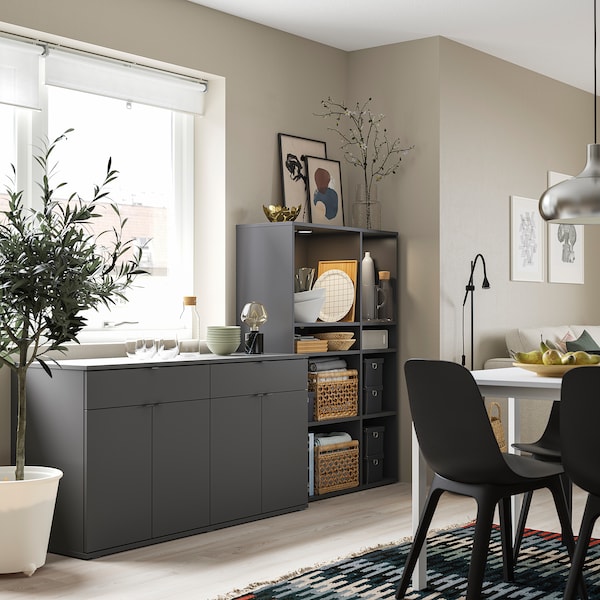 IKEA VIHALS storage combination, dark gray, 92 1/2x18 1/2x55 1/8 in , IKEA Sale | 23480BRDT