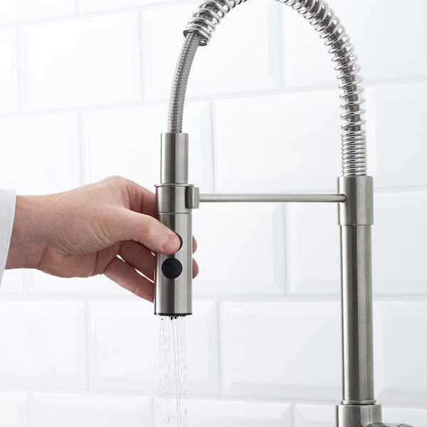 IKEA VIMMERN kitchen faucet with handspray, stainless steel color , IKEA Sale | 48017HPFD