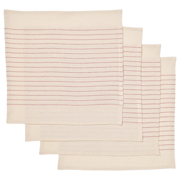 IKEA VIPPSTARR napkin, stripe pattern red/natural, 12x12 in, 4 pack , IKEA Sale | 01953CROQ