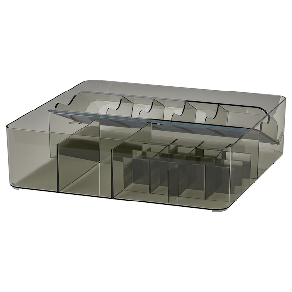 IKEA VISSLAÅN box with compartments, gray, 12 ¾x12 ¼x3 ¼ in , IKEA Sale | 80514UPRS