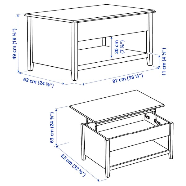 IKEA VITTERYD adjustable coffee table, white, 38 1/4 in , IKEA Sale | 64529XWRN