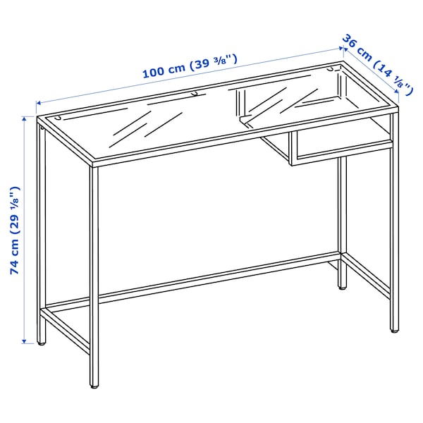 IKEA VITTSJÖ Laptop table, white, glass, 39  3/8x14  1/8 in , IKEA Sale | 37865BNRS