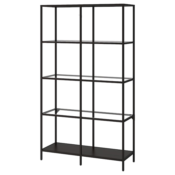 IKEA VITTSJÖ Shelf unit, black-brown, glass, Width: 39  3/8 in , IKEA Sale | 10768VAEJ