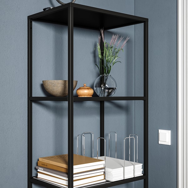 IKEA VITTSJÖ Shelf unit, black-brown, glass, Width: 20  1/8 in , IKEA Sale | 40857YPGK