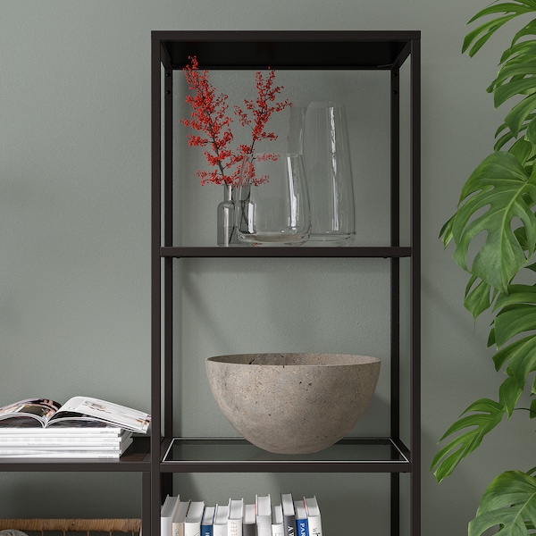 IKEA VITTSJÖ Shelf unit, black-brown, glass, Width: 20  1/8 in , IKEA Sale | 40857YPGK