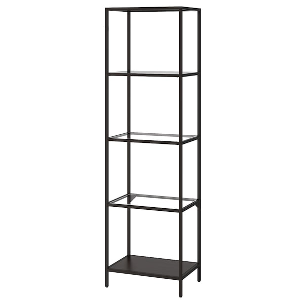 IKEA VITTSJÖ Shelf unit, black-brown, glass, Width: 20  1/8 in , IKEA Sale | 40857YPGK