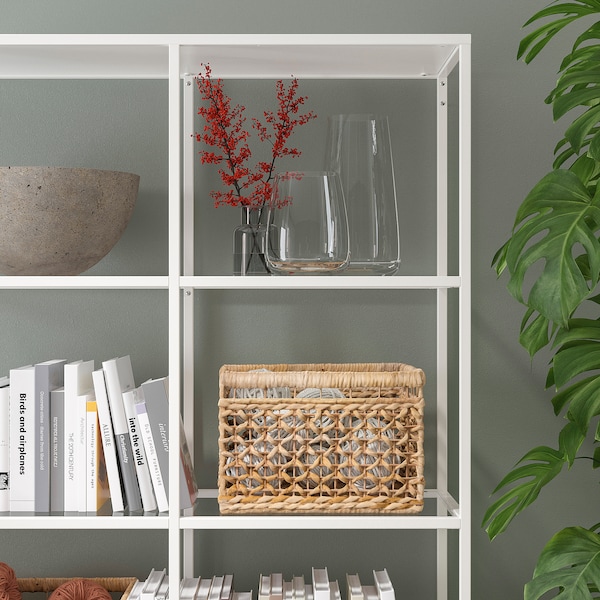 IKEA VITTSJÖ Shelf unit, white, glass, Width: 39  3/8 in , IKEA Sale | 09167GWOI