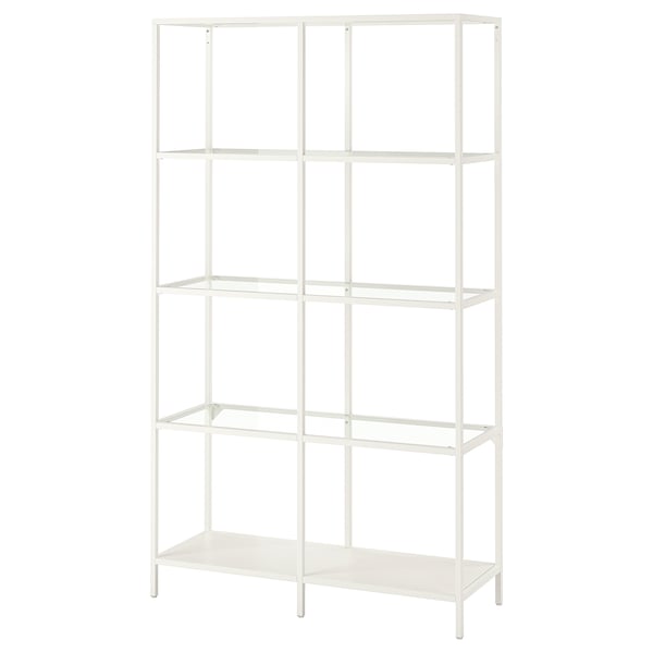 IKEA VITTSJÖ Shelf unit, white, glass, Width: 39  3/8 in , IKEA Sale | 09167GWOI