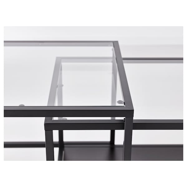 IKEA VITTSJÖ nesting tables, set of 2, black-brown/glass, 35 3/8x19 5/8 in , IKEA Sale | 56028XAIK