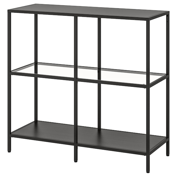 IKEA VITTSJÖ shelf unit, black-brown/glass, 39 3/8x36 5/8 in , IKEA Sale | 69740RYMA