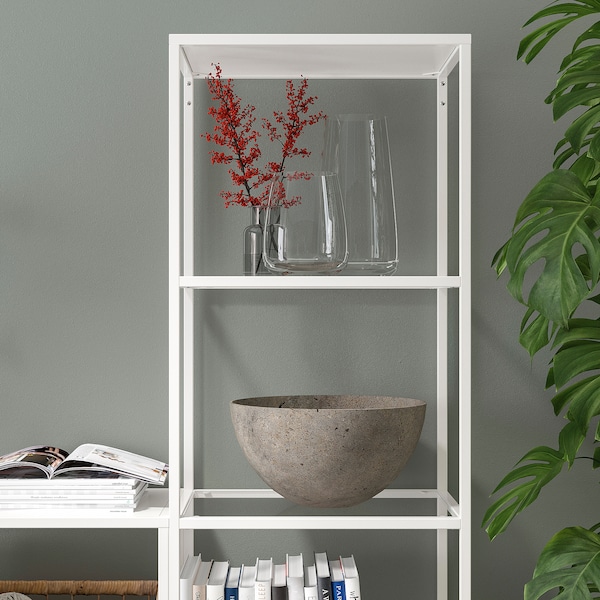 IKEA VITTSJÖ shelf unit, white/glass, 20 1/8x68 7/8 in , IKEA Sale | 19804EPWN