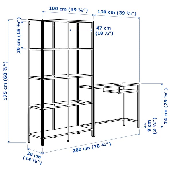 IKEA VITTSJÖ shelving unit with laptop table, white/glass, 78 3/4x14 1/8x68 7/8 in , IKEA Sale | 50718FLXY