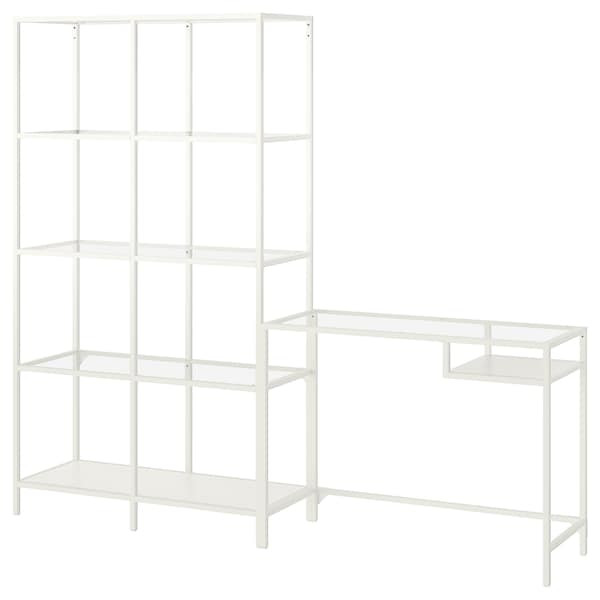 IKEA VITTSJÖ shelving unit with laptop table, white/glass, 78 3/4x14 1/8x68 7/8 in , IKEA Sale | 50718FLXY