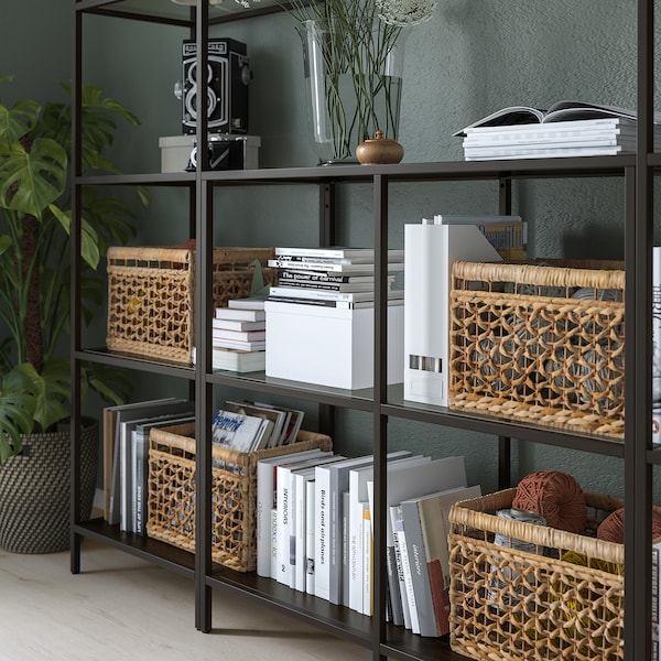 IKEA VITTSJÖ storage combination, black-brown/glass, 79 1/2x14 1/8x68 7/8 in , IKEA Sale | 01735YOVP