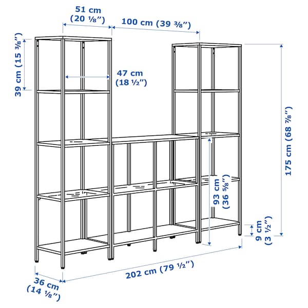 IKEA VITTSJÖ storage combination, black-brown/glass, 79 1/2x14 1/8x68 7/8 in , IKEA Sale | 01735YOVP