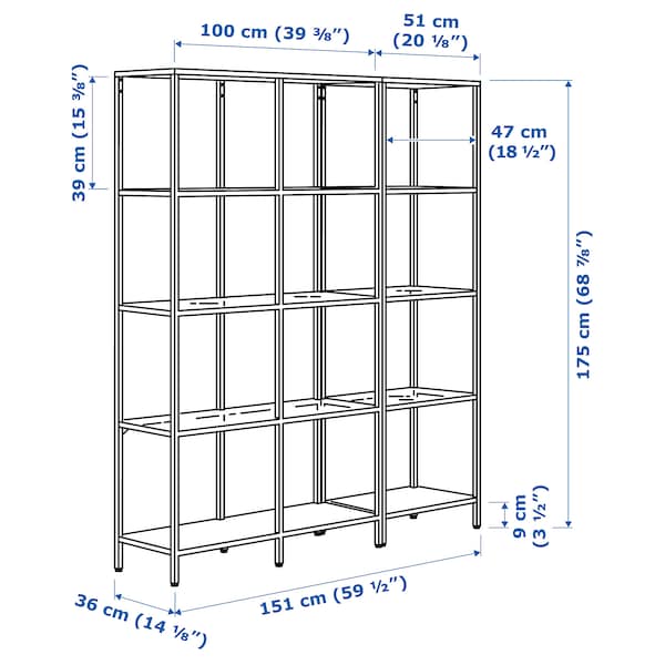 IKEA VITTSJÖ storage combination, black-brown/glass, 59 1/2x14 1/8x68 7/8 in , IKEA Sale | 51840APUM